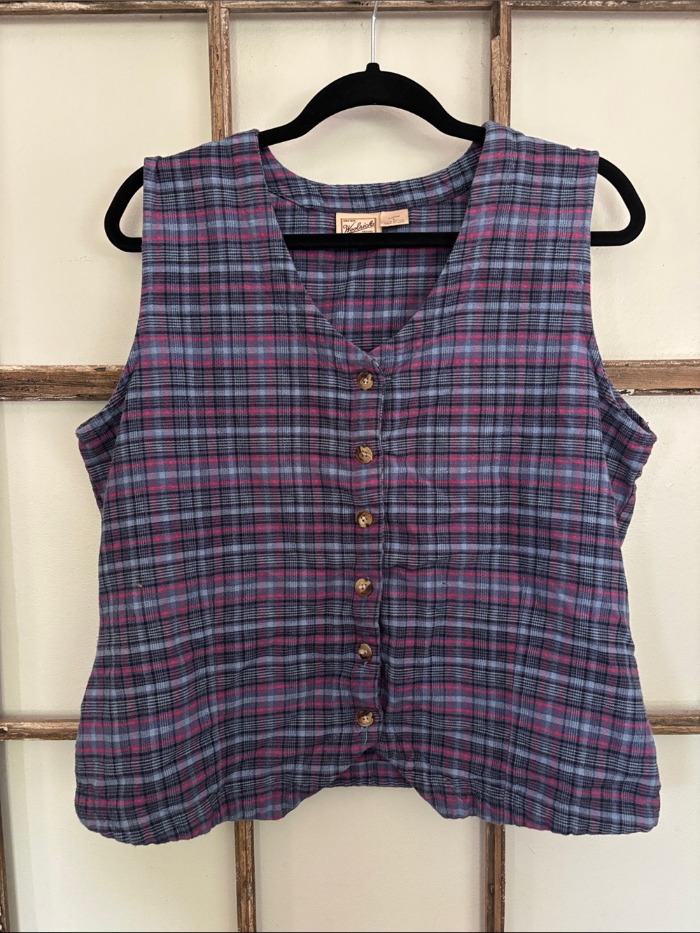 Vintage Woolrich plaid button-up vest